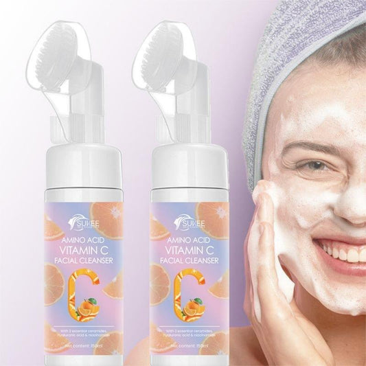 SUKEE Vitamin C BRIGHT FOAM CLEANSER Facial Cleansing Mousse Gentle Foam Vitamin e Deep Cleansing 150ML Non-irritating Oil Control Facial Cleanser for Men and Women All Skin Types Brush Hydrating Skincare Facial Wash Moisture Moisturize Siliconet Hydrate