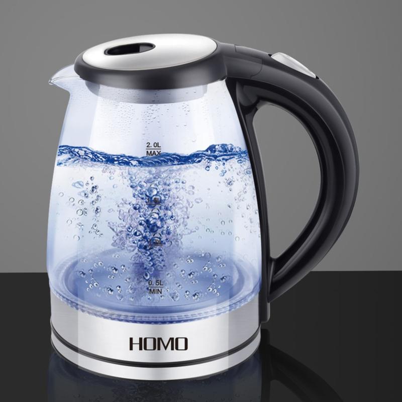 HOMO Electric Kettle 2.0L Glass | MODEL: HM-GKE20E1 |  220 - 240 V ~ Rated Voltage | 50/60 Hz Frequency