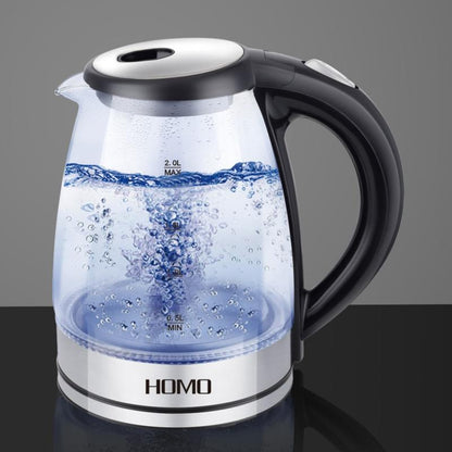 HOMO Electric Kettle 2.0L Glass | MODEL: HM-GKE20E1 |  220 - 240 V ~ Rated Voltage | 50/60 Hz Frequency