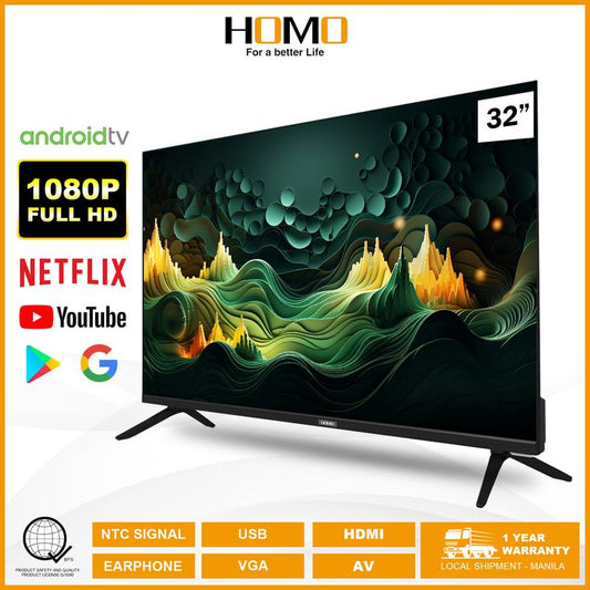 [Louie Jay Exclusive][FREE BRACKET] HOMO S32T3  32" HD Smart TV with Bluetooth, Full HD, LCD/LED, and WiFi