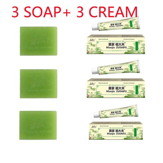 miaojia zudalfu Skin cream Ontment 15g*3+ Mlaojla Soap 70g*3 Skincare Skin Repair