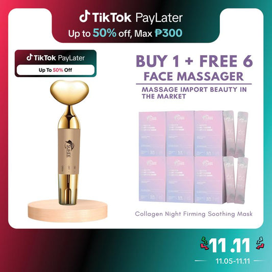 SUKEE Electric Face Massager With FREE 6 Collagen Night Firming Soothing Mask Facial Skincare Comfort bare  basics