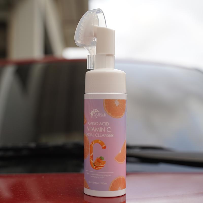 SUKEE Vitamin C BRIGHT FOAM CLEANSER Facial Cleansing Mousse Gentle Foam Vitamin e Deep Cleansing 150ML Non-irritating Oil Control Facial Cleanser for Men and Women All Skin Types Brush Hydrating Skincare Facial Wash Moisture Moisturize Siliconet Hydrate